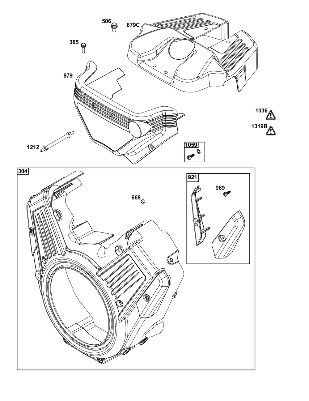 Blower Housing Group Diagram and Parts List for 61E377-0139-J1 400000 - 699999 Briggs and Stratton Engine